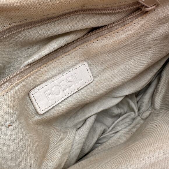 Fossil Monogram Canvas Brown Shoulder Satchel Purse - Picture 4 of 13